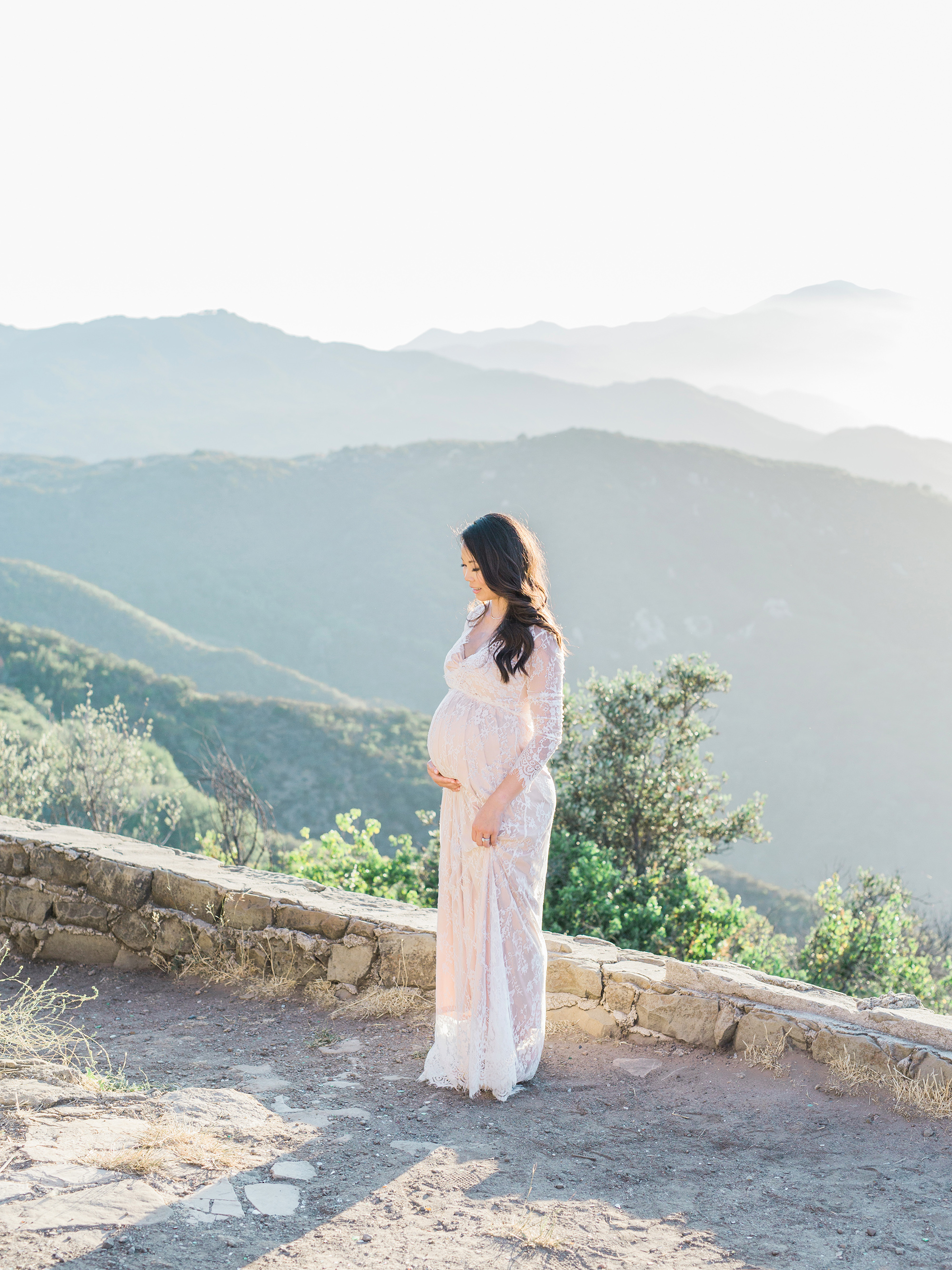 A beautiful view at sunset from this Dallas maternity session.