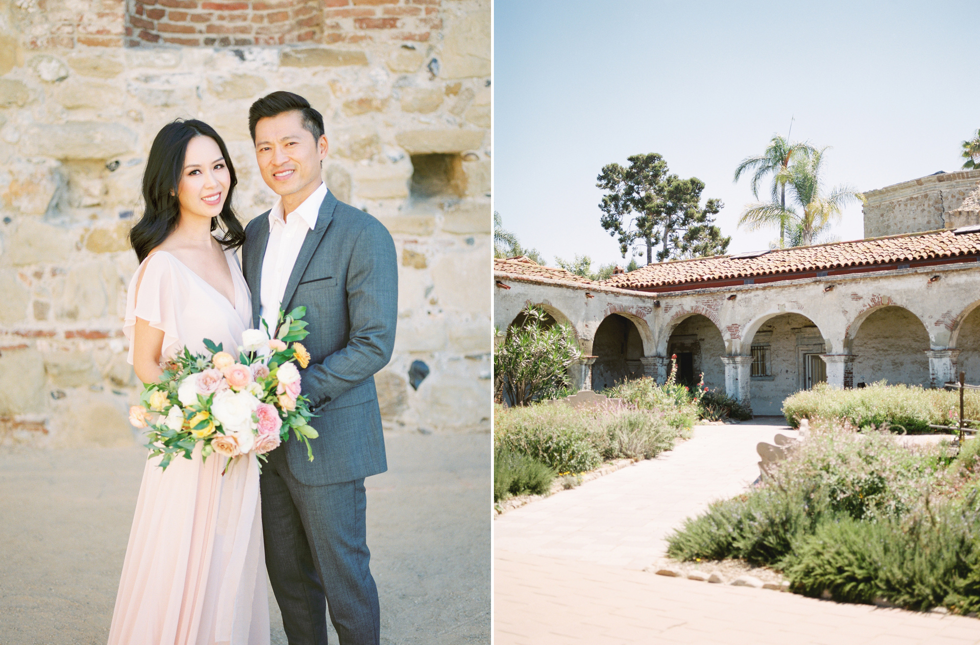 The beauty surrounding Mission San Juan Capistrano photographed by Santa Barbara elopement photographer Tenth & Grace.