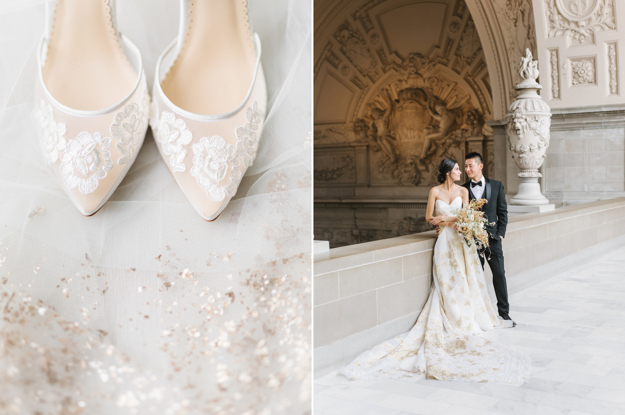 Carol Hannah wedding gown at this San Francisco City Hall elopement