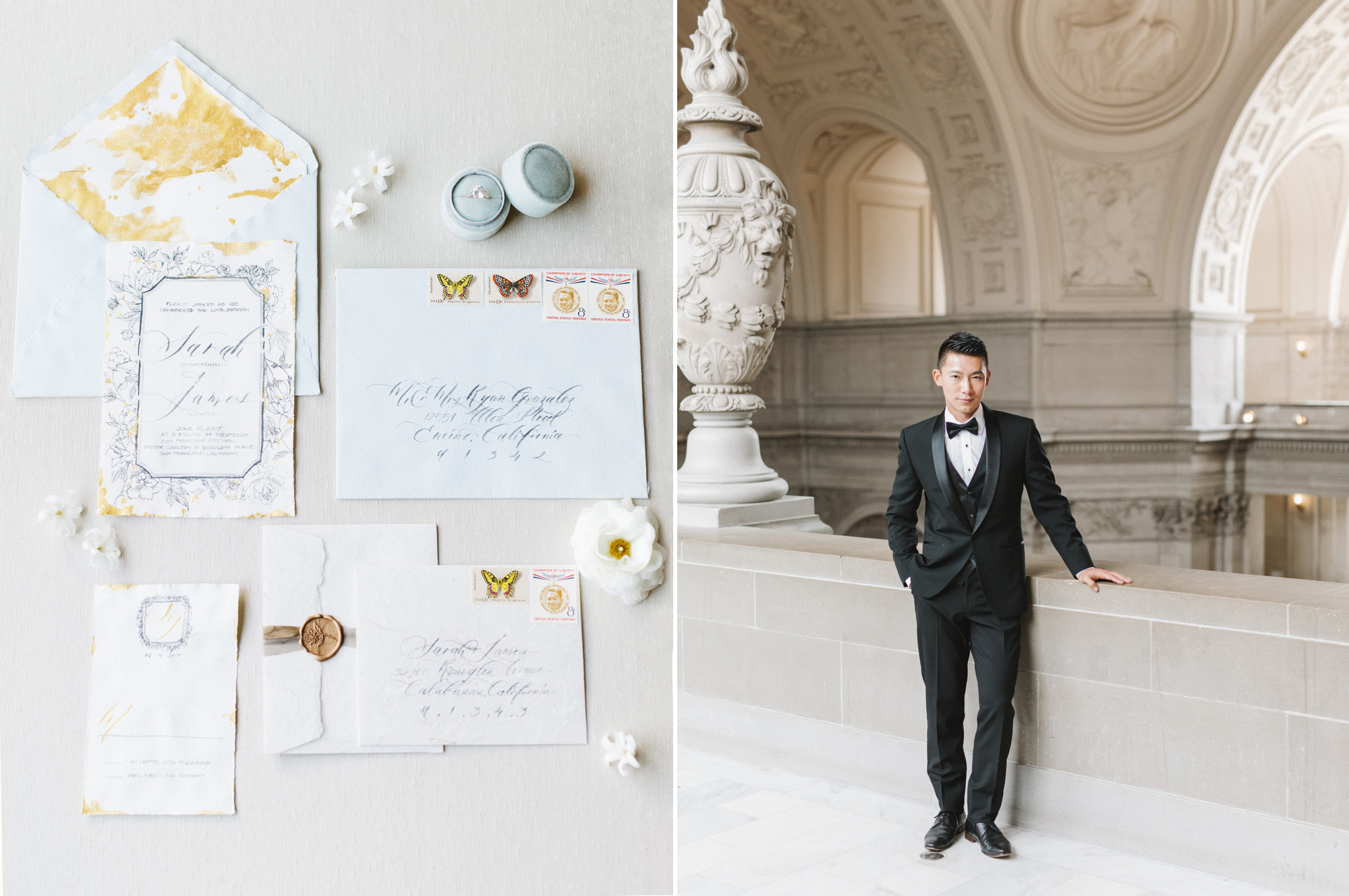 Wedding calligraphy suite photographed by San Francisco elopement photographer Tenth & Grace