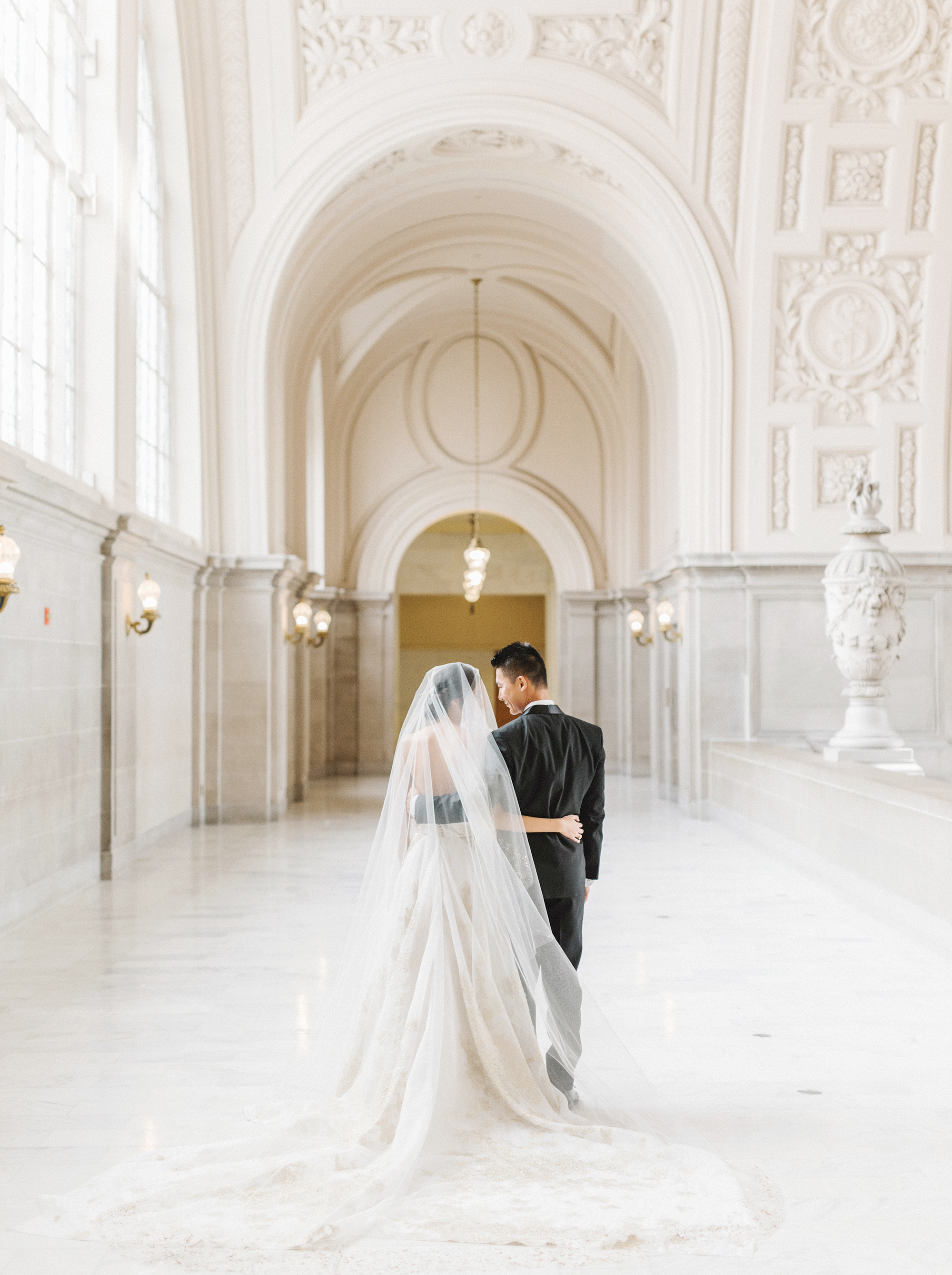 Bride and groom at San Francisco City Hall elopement