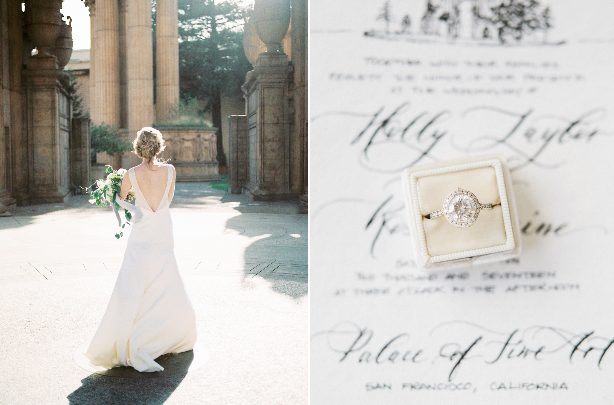 A diamond ring nestled in a Mrs Box are just some of the details from this San Francisco wedding.