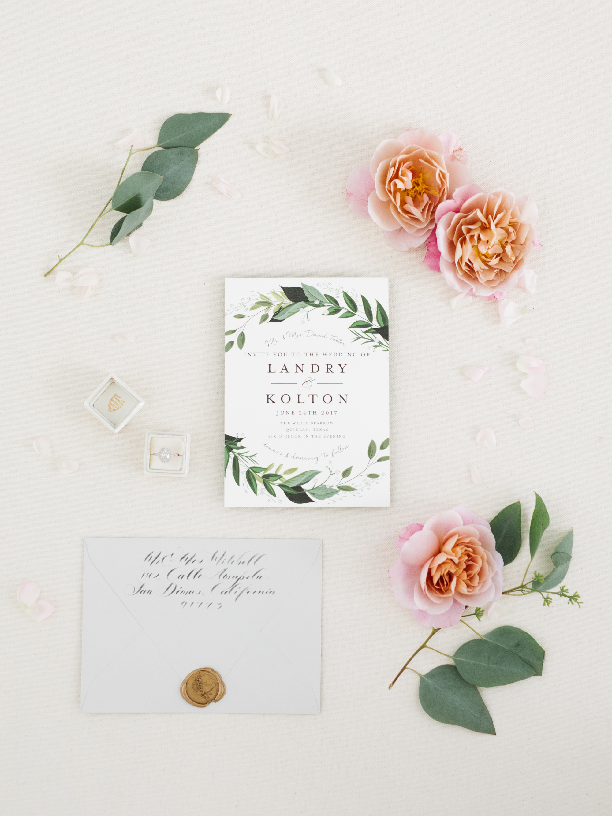 White Sparrow barn wedding invitation suite