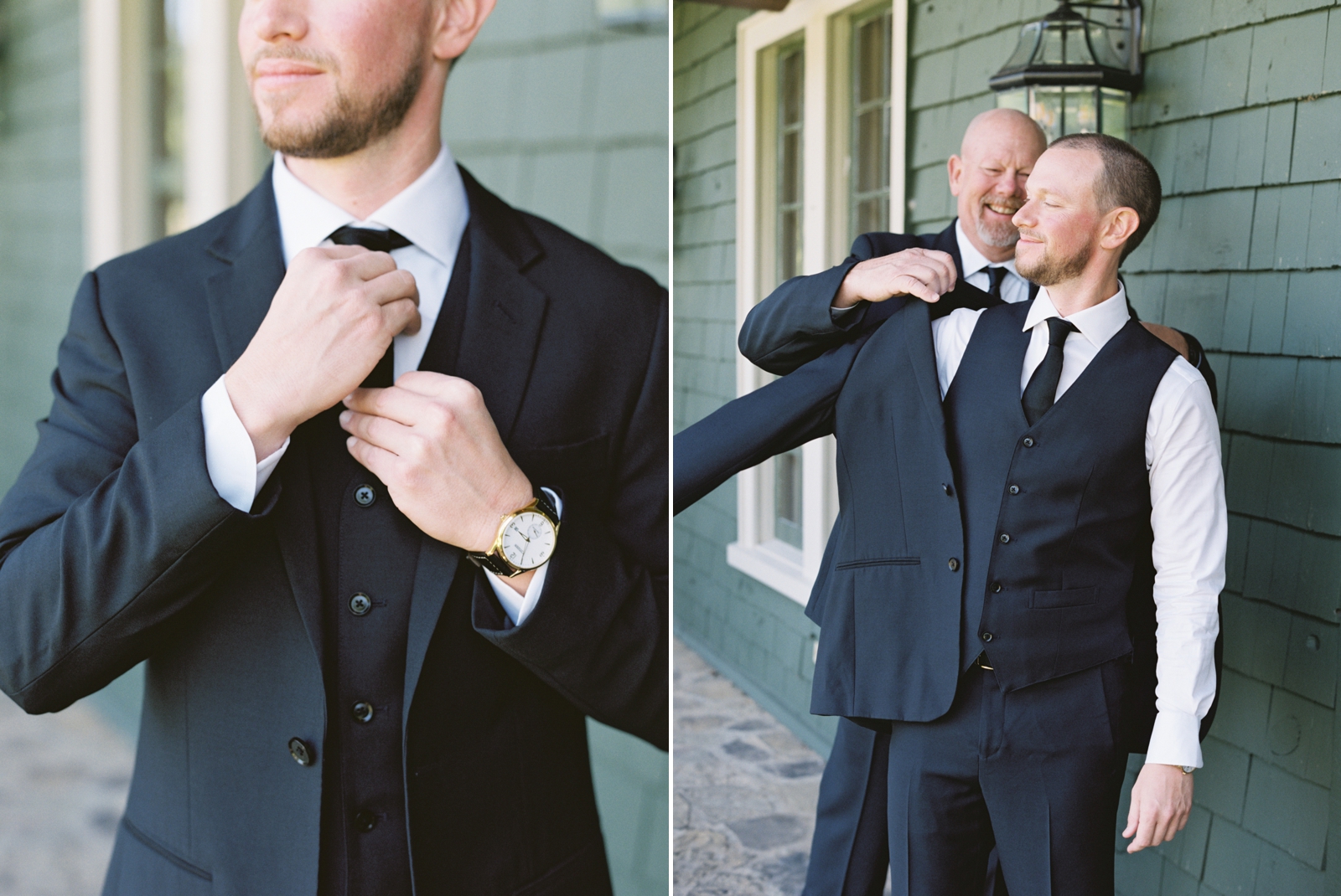 The groom getting ready for his wedding ceremony at Barnsley Resort